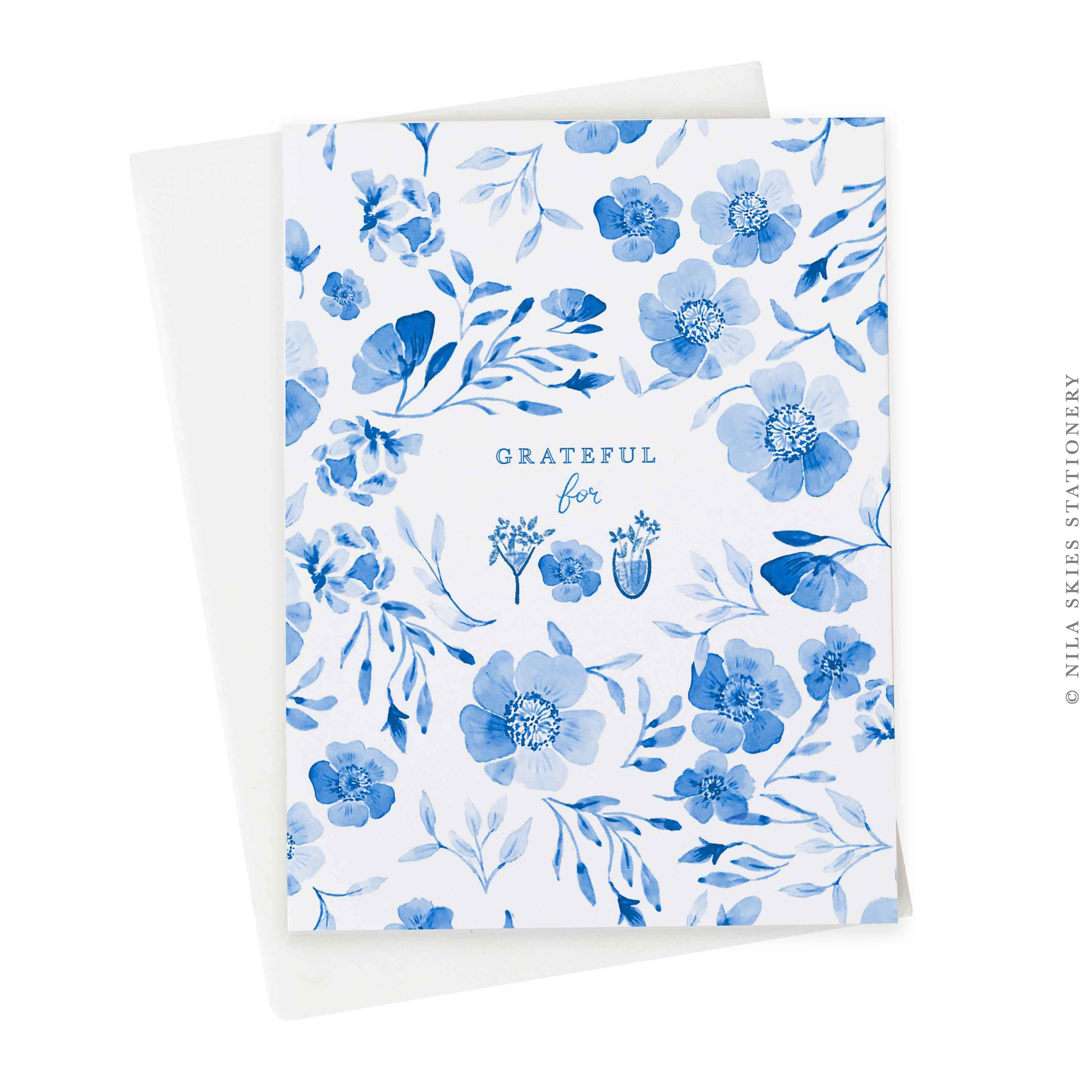 Blue Floral Wrapping Paper – Nila Skies Stationery