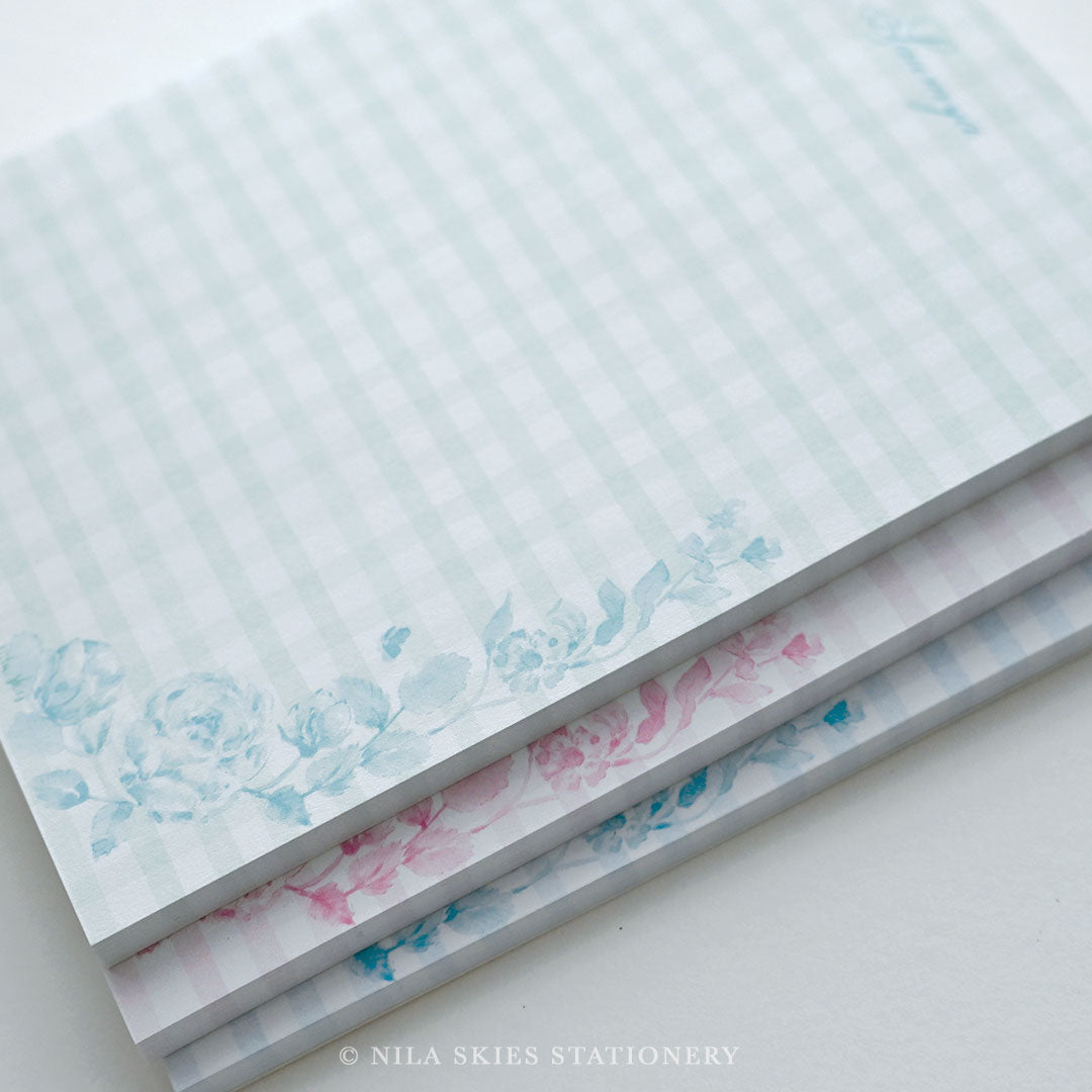 Pink Notedpad Personalizable Pink Plaid Notepad – Nila Skies Stationery