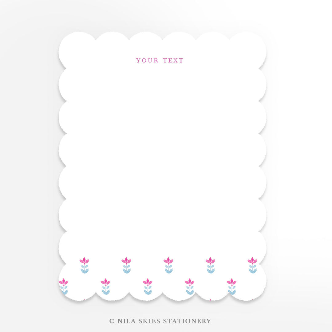 Personalizable Little Flower Scalloped Notecards - Set of 10