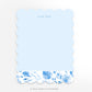 Personalizable Blue Floral Scalloped Notecards  - Set of 10