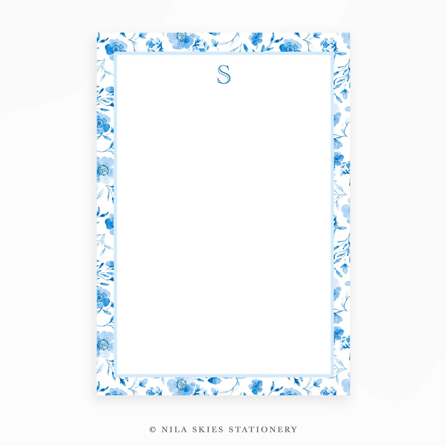 Personalizable Blue Floral Border Notepad