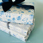 Blue Floral Wrapping Paper Sheet