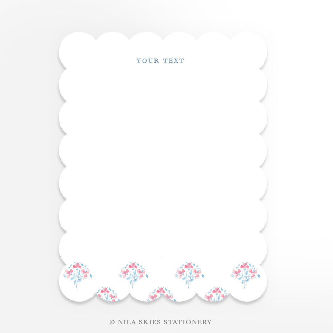 Personalizable Soft Floral Scalloped Notecards - Set of 10