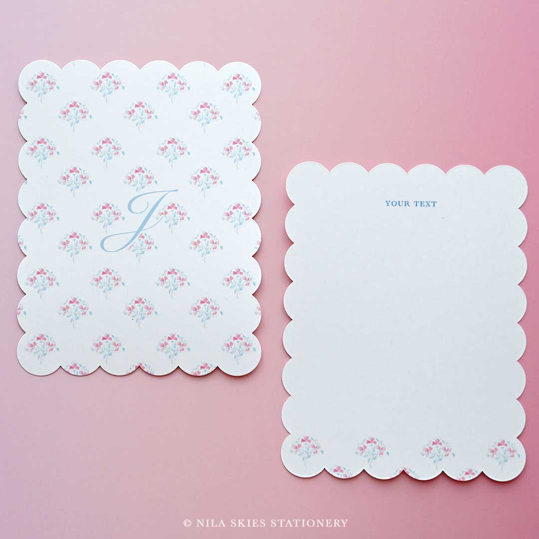 Personalizable Soft Floral Scalloped Notecards - Set of 10