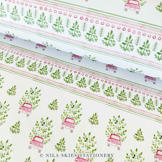 Holiday Red Truck Wrapping Paper Sheet