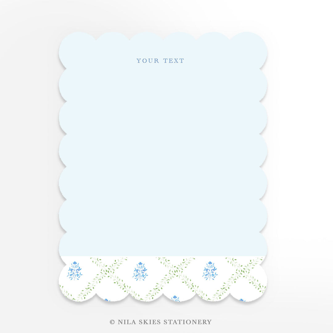 Personalizable Diamond Floral Scalloped Notecards - Set of 10