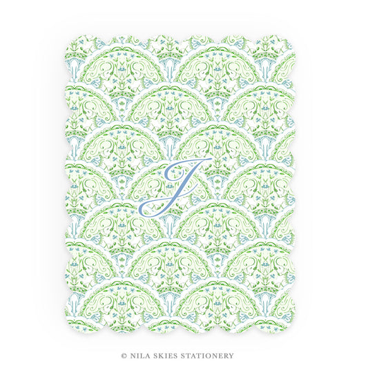 Personalizable Lucky Elephant Scalloped Notecards - Set of 10