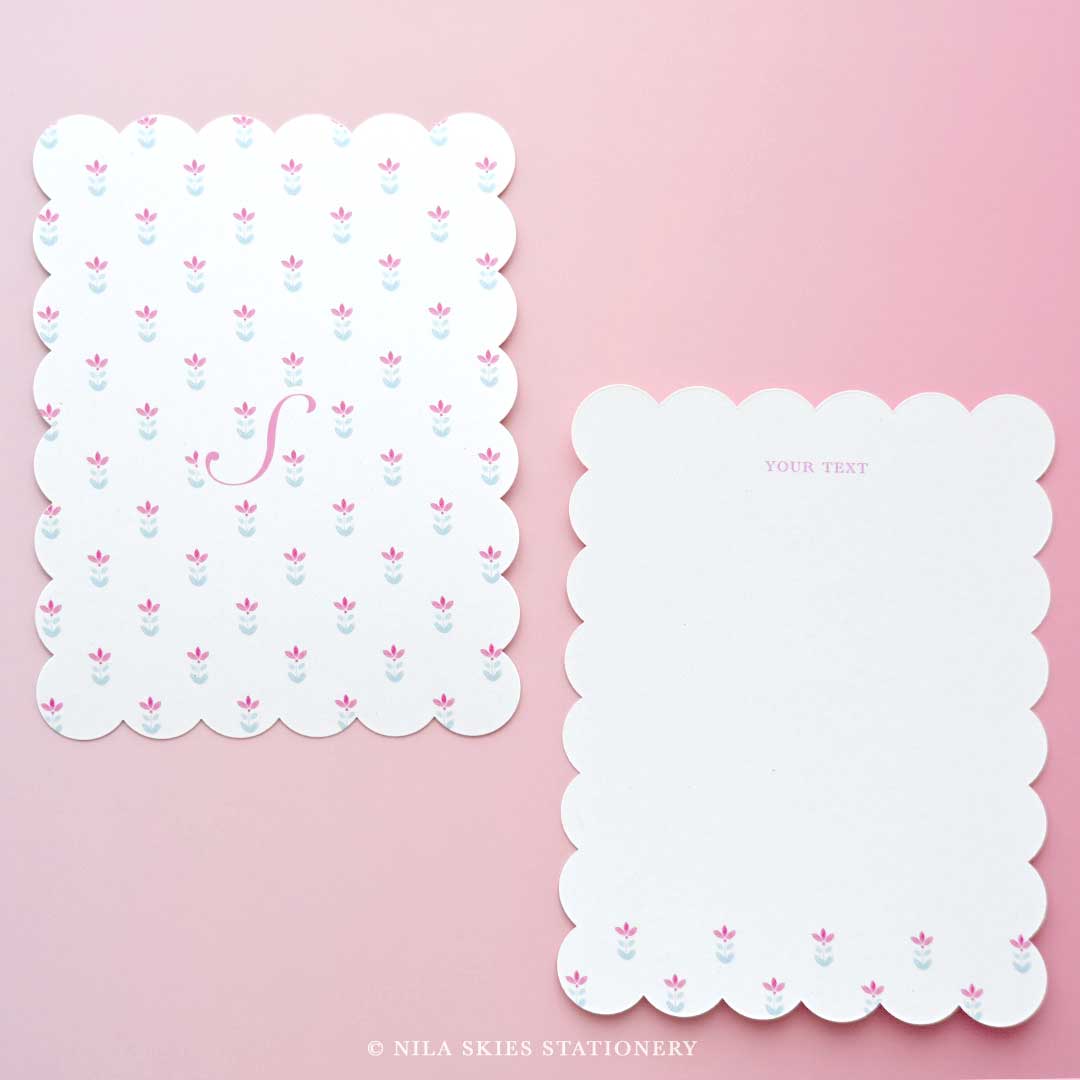 Personalizable Little Flower Scalloped Notecards - Set of 10