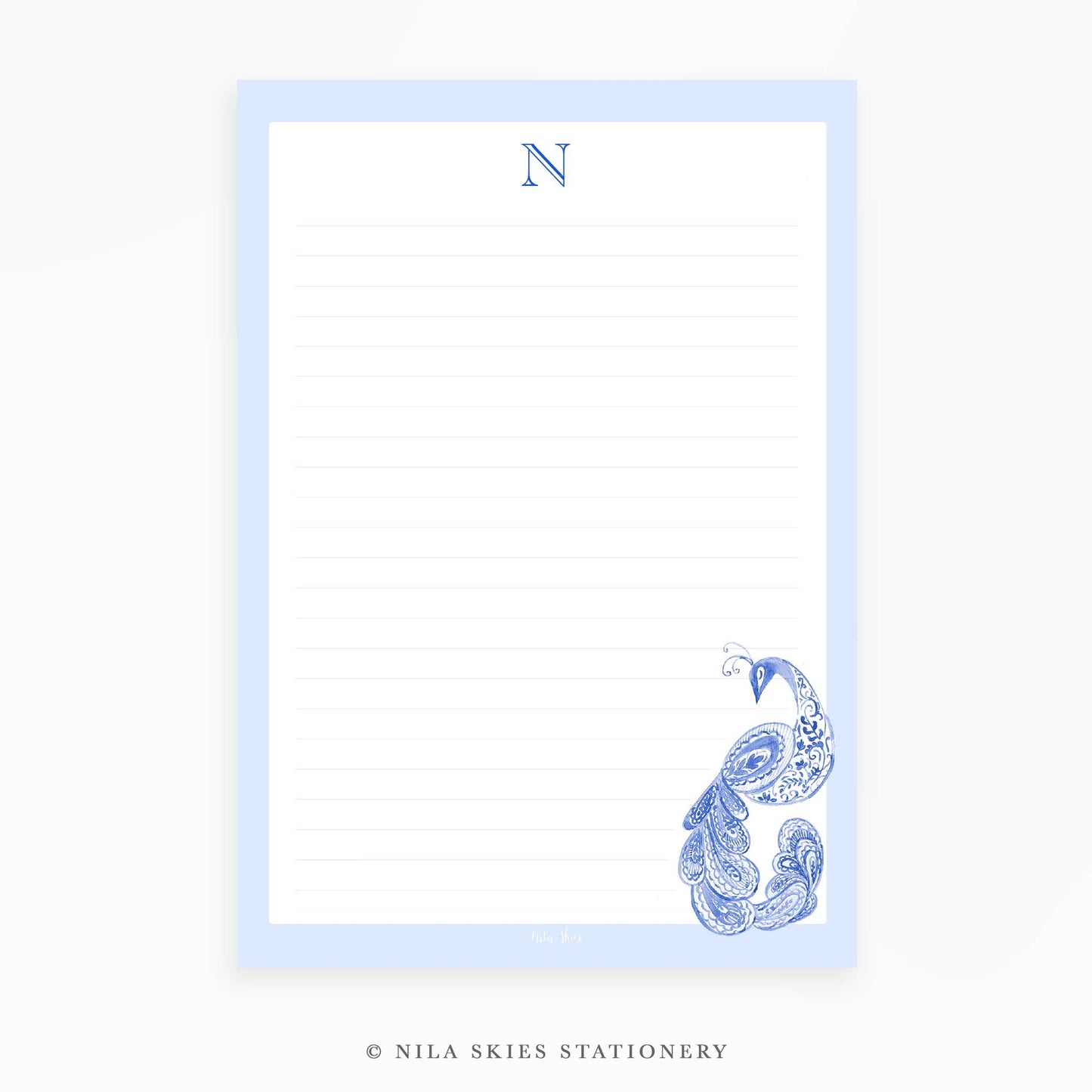 Personalizable Blue Peacock Notepad