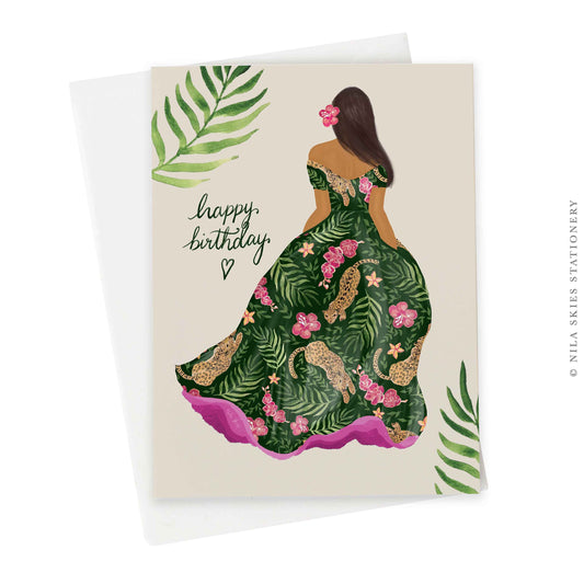 Tropical Dress Birthday Greeting Card