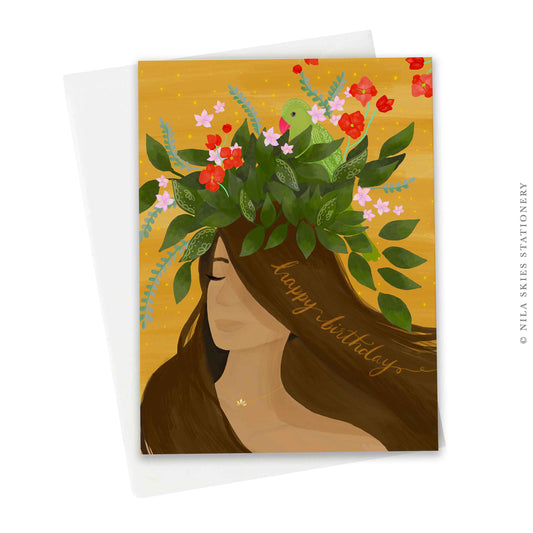 Birthday Flower Crown Greeting Card