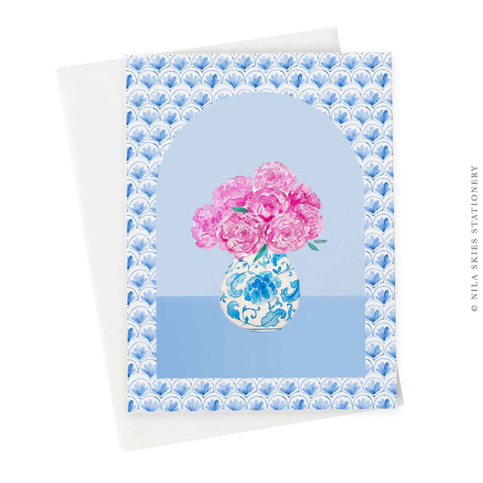 Peonies in a Vase Greeting Card