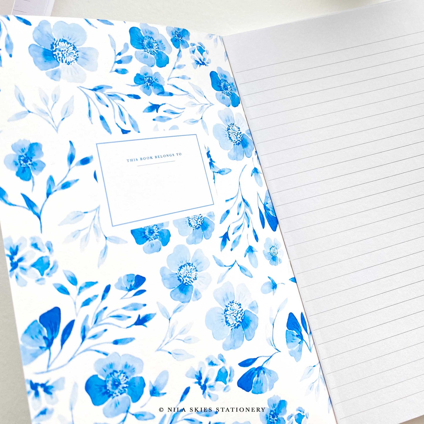 Blue Watercolor Floral Notebook