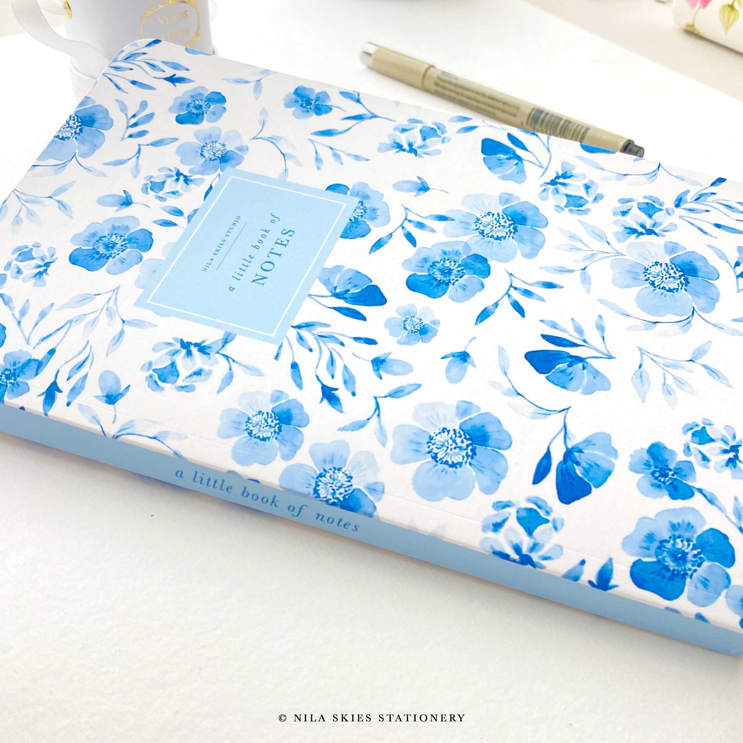 Blue Watercolor Floral Notebook