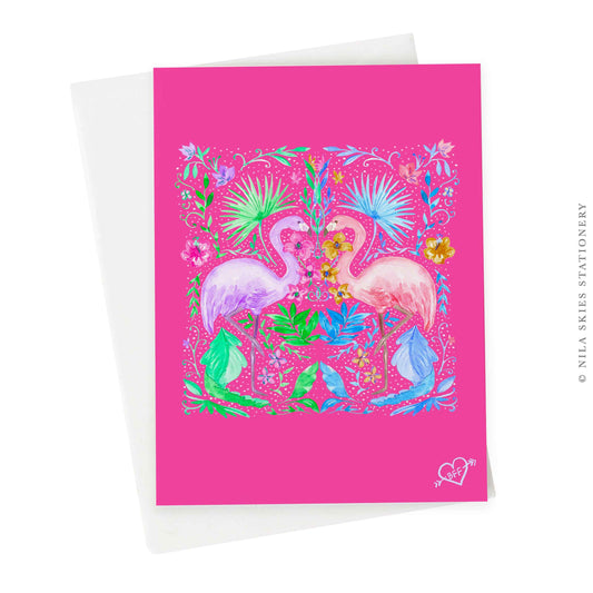 "Flamingo Friends" Greeting Card