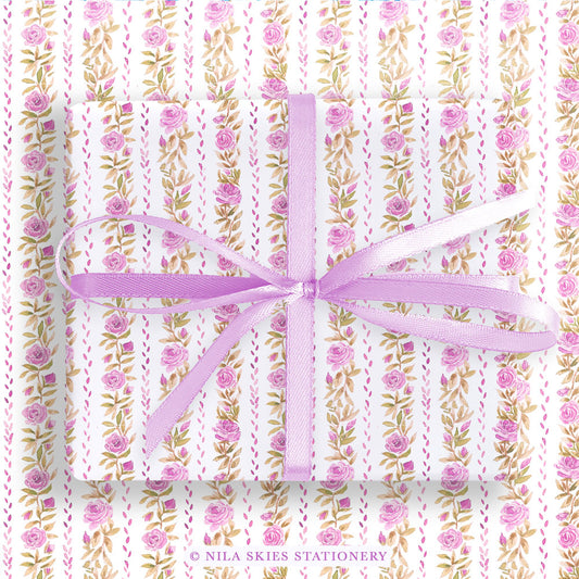 Floral Striped Wrapping Paper