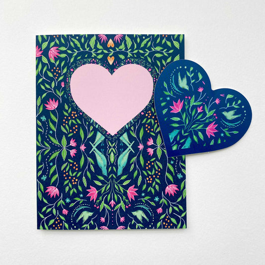 Patterned Heart Sticker Card
