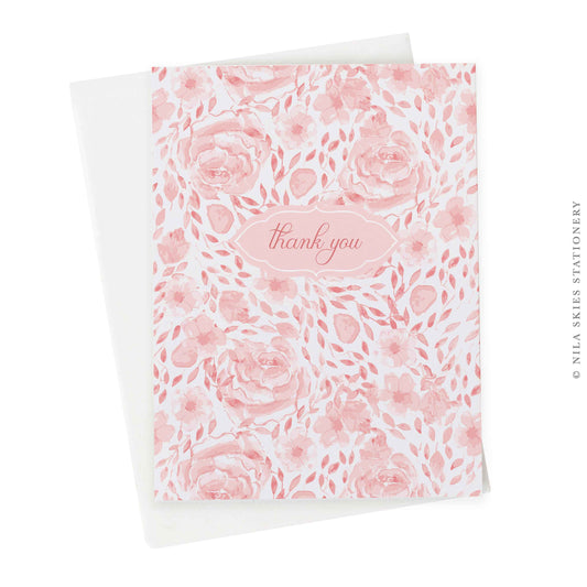 Pink Roses Thank You Card