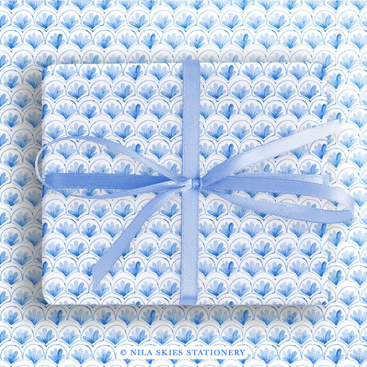 Blue Scalloped Wrapping Paper