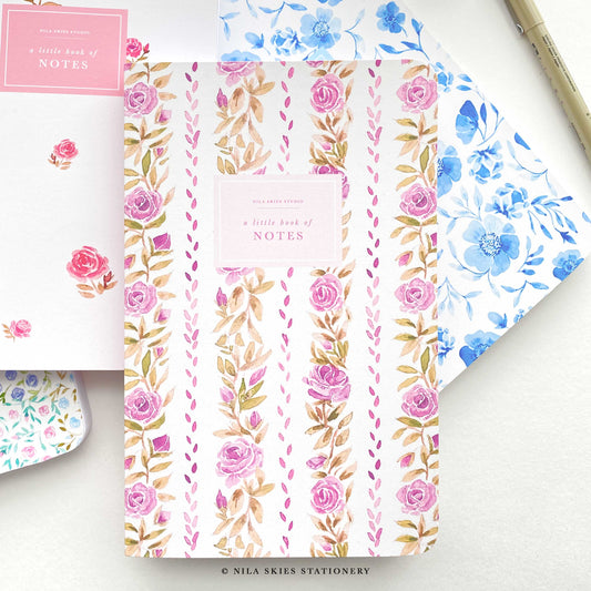 Pink Floral Stripes Notebook
