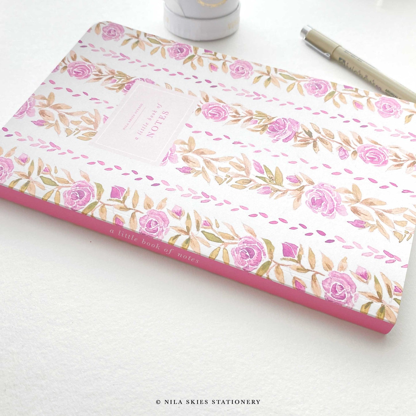 Pink Floral Stripes Notebook