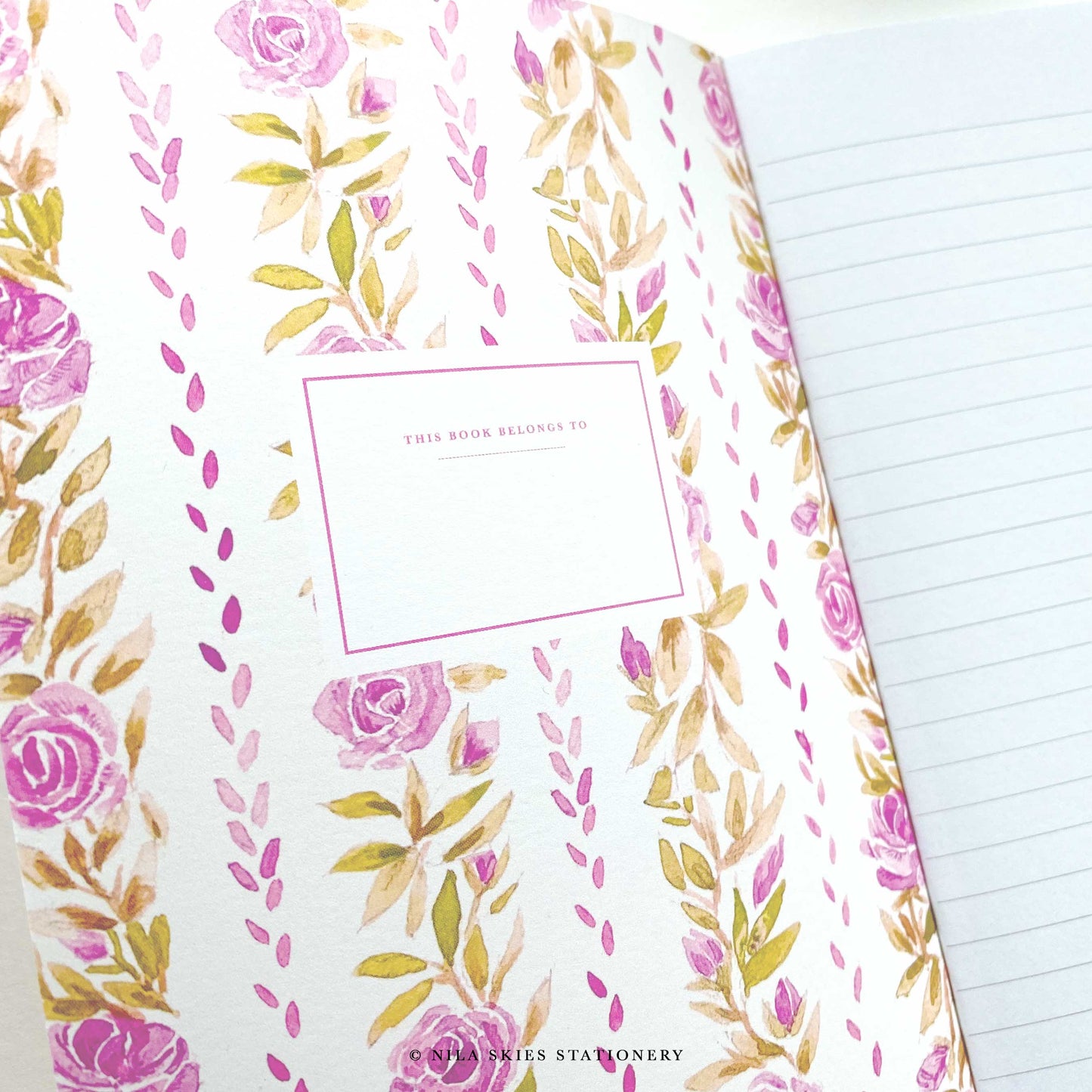 Pink Floral Stripes Notebook